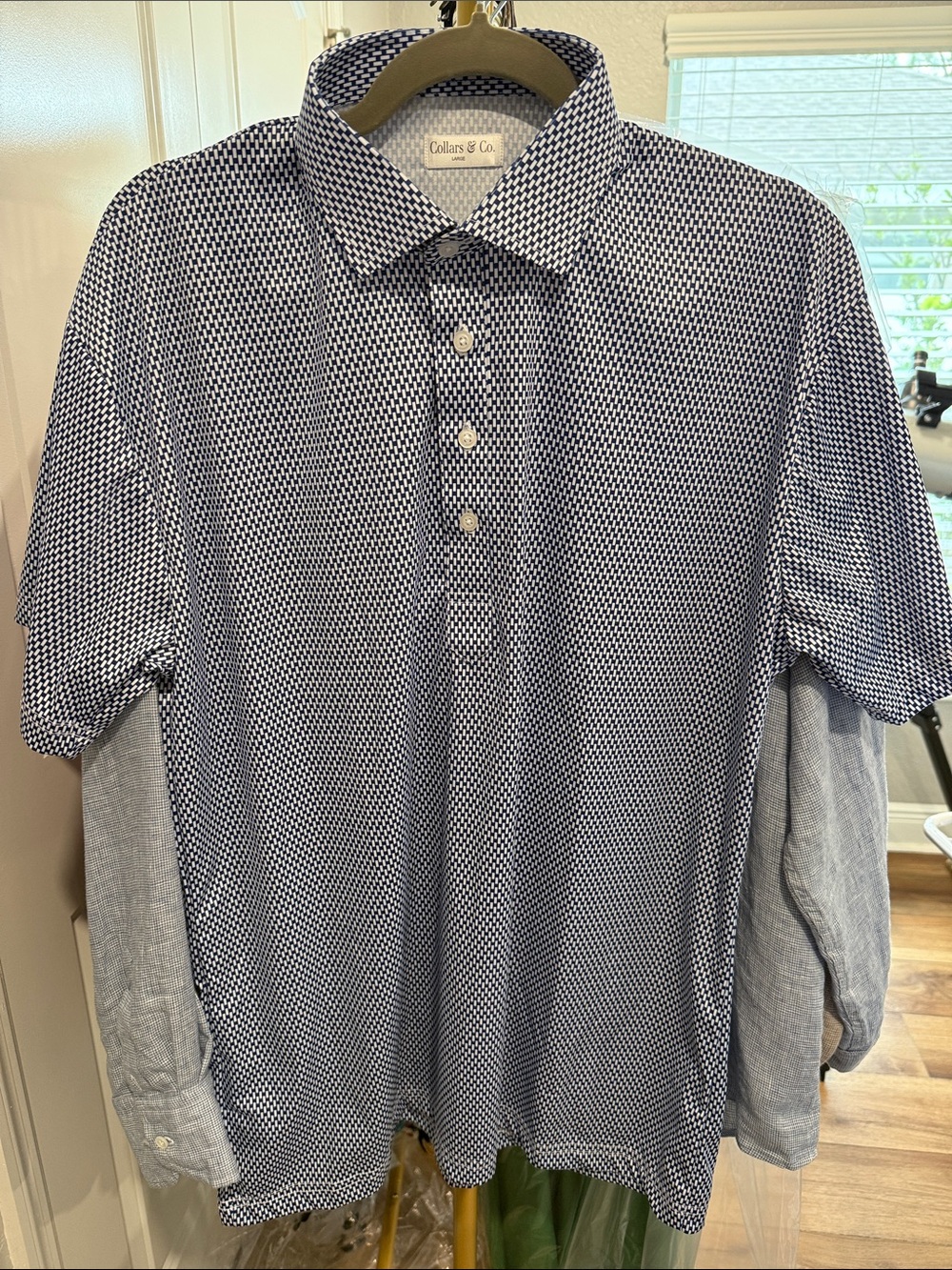 Collars & Co. Navy Micro-Geo Polo Shirt